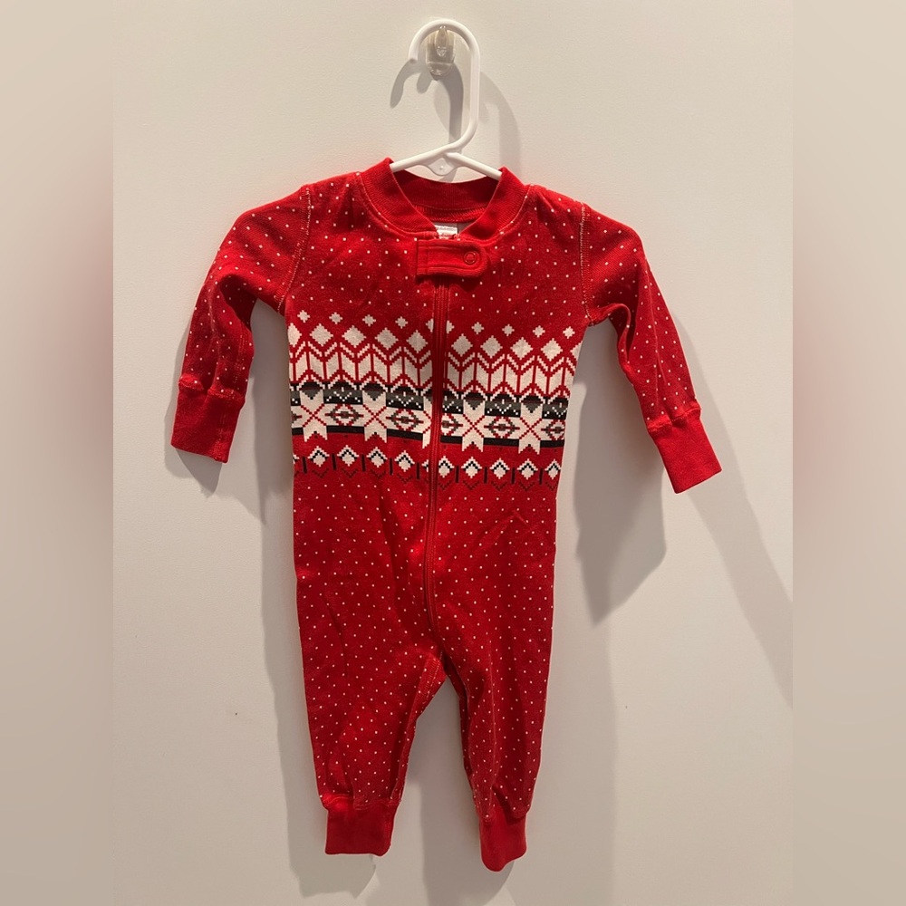Hanna Andersson Red Patterned Footless Onesie